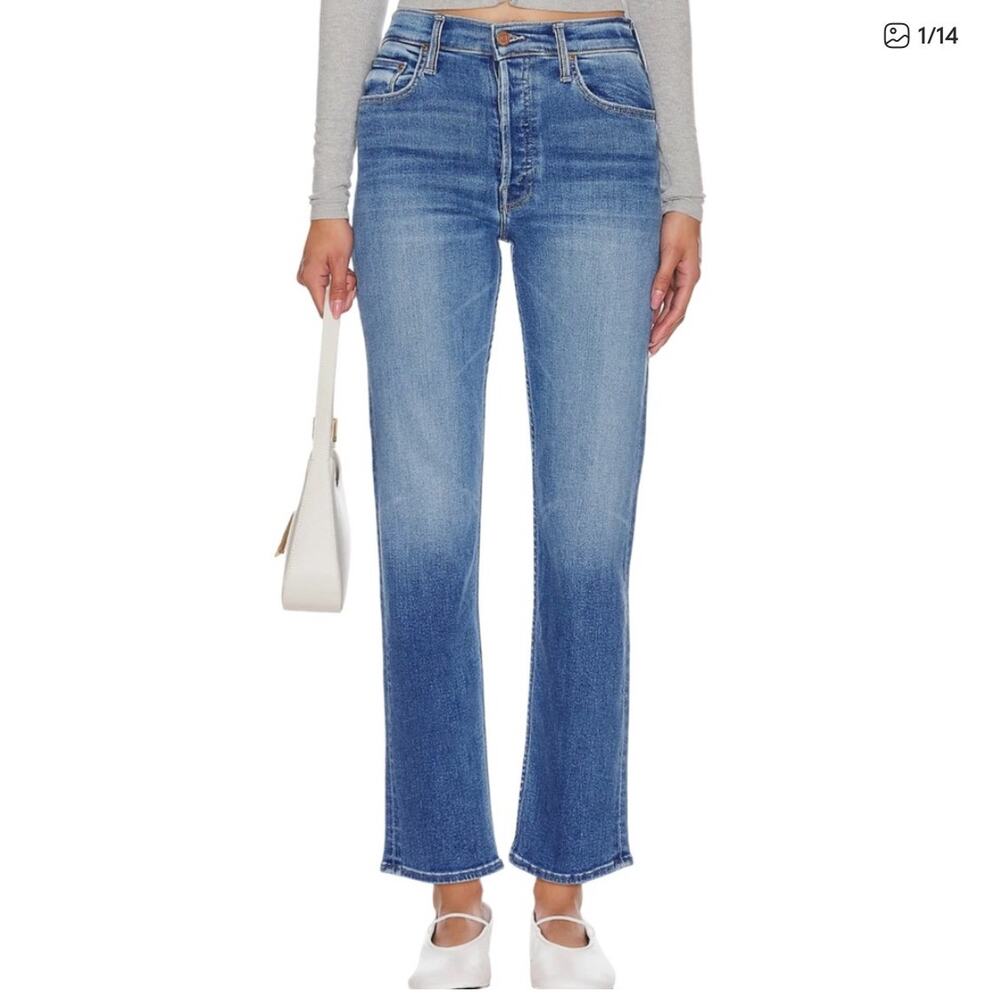 Mother Blue Tomcat High Rise Straight Ankle Jeans Sz 28